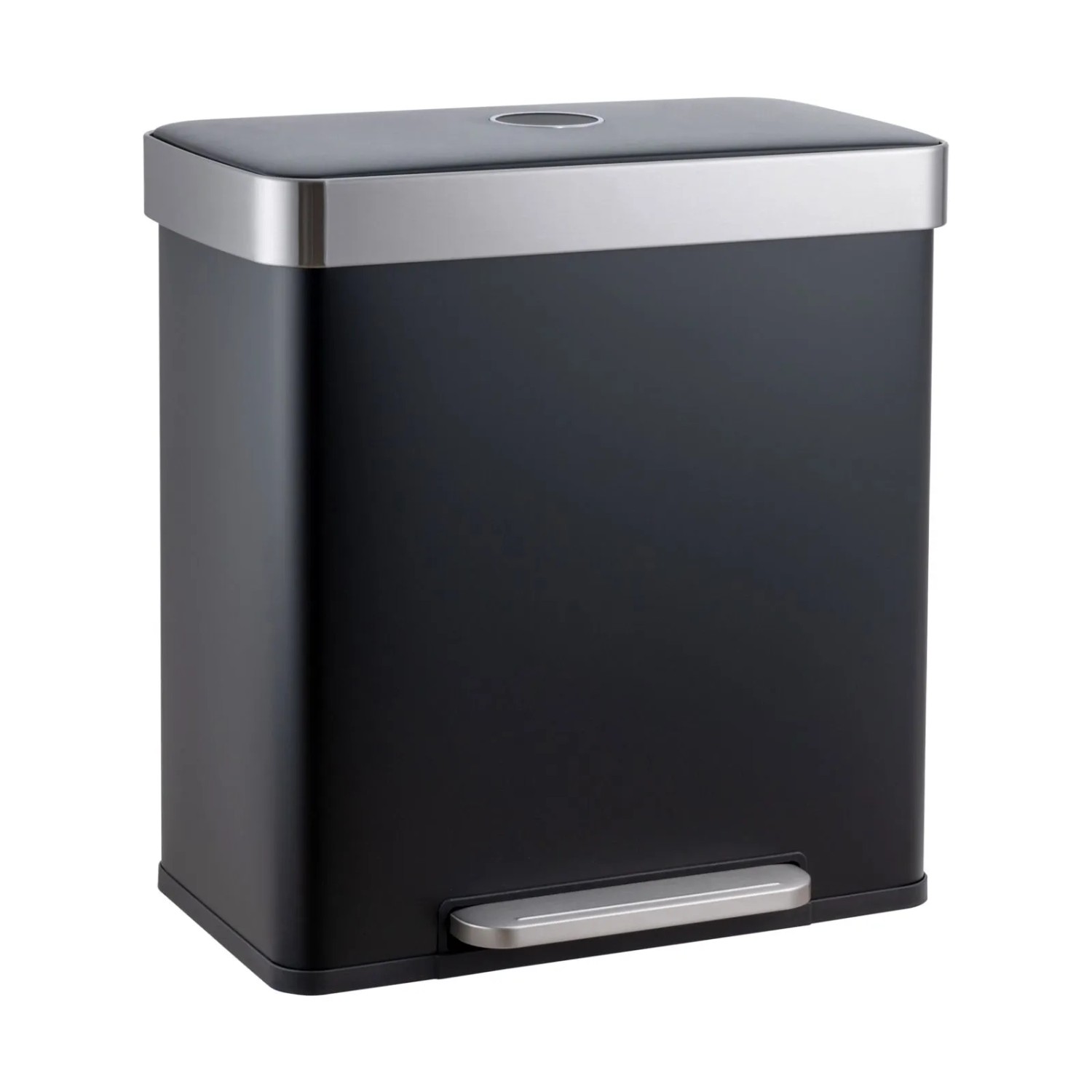 Svita LT2X30 Mülleimer 60l Treteimer 2 Fächer Mit Deckel Schwarz