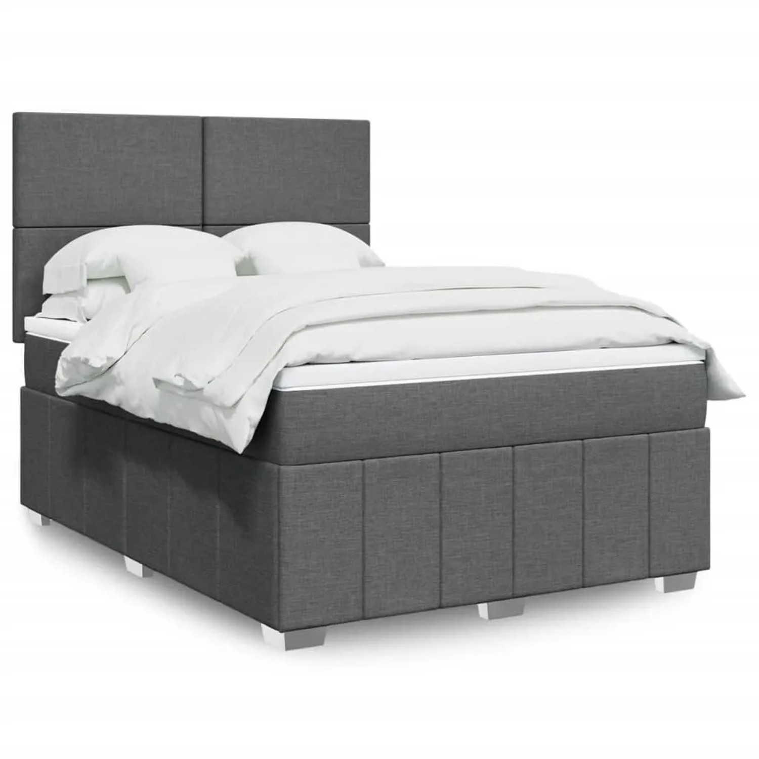 vidaXL Boxspringbett mit Matratze Dunkelgrau 140x190 cm Stoff 3293957