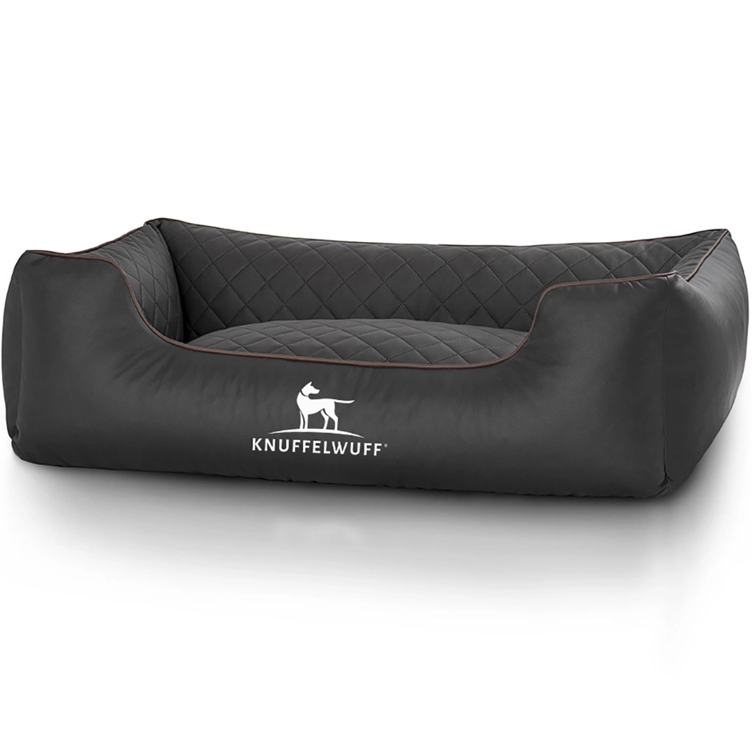 Knuffelwuff Hundebett Milan Kunstleder M-L 85 x 63cm Schwarz