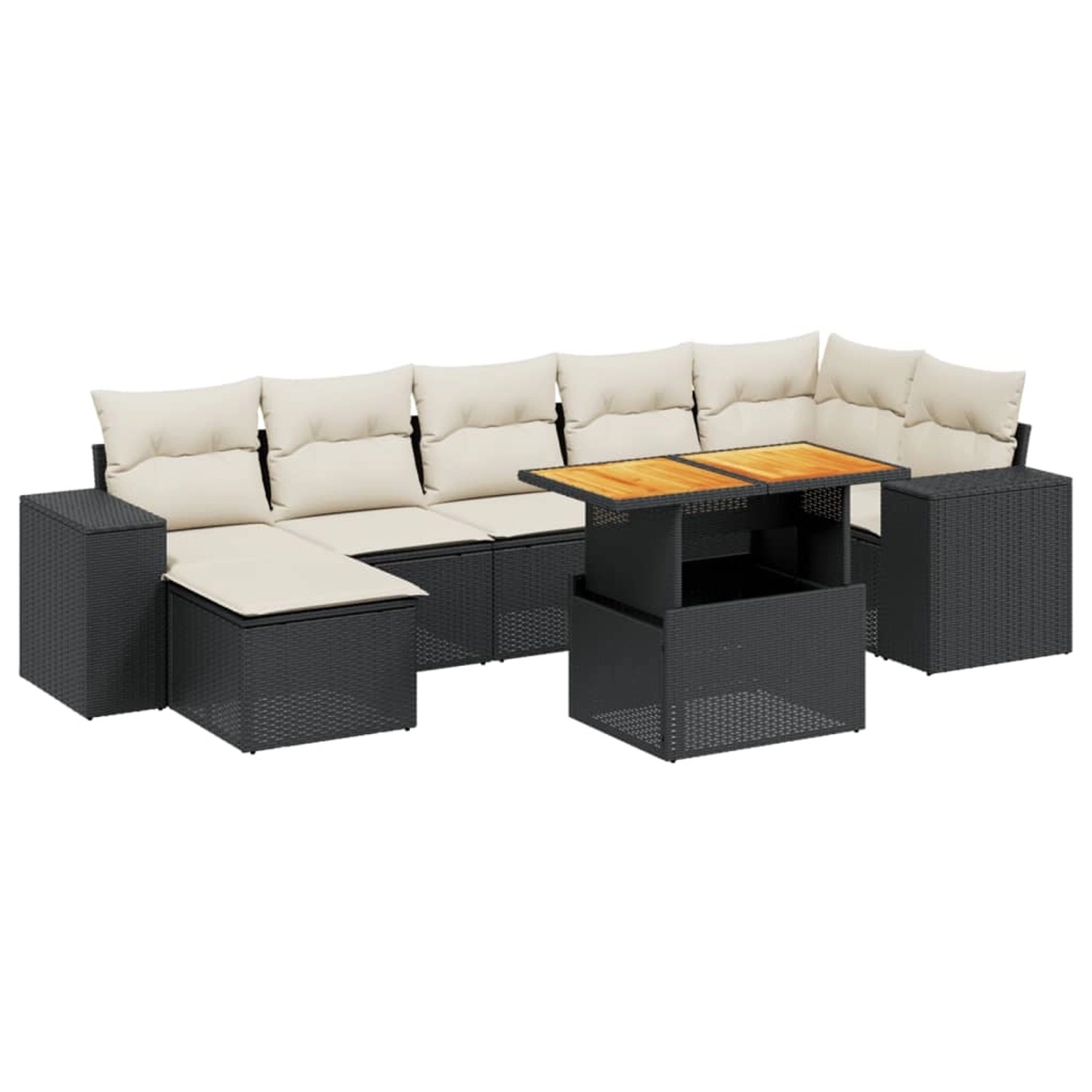 vidaXL 8-Tlg Garten-Sofagarnitur mit Kissen Schwarz Poly Rattan 3272743 günstig online kaufen