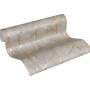 PROFHOME Vliestapete mit geometrischem Muster in Gold, Beige und Grau.