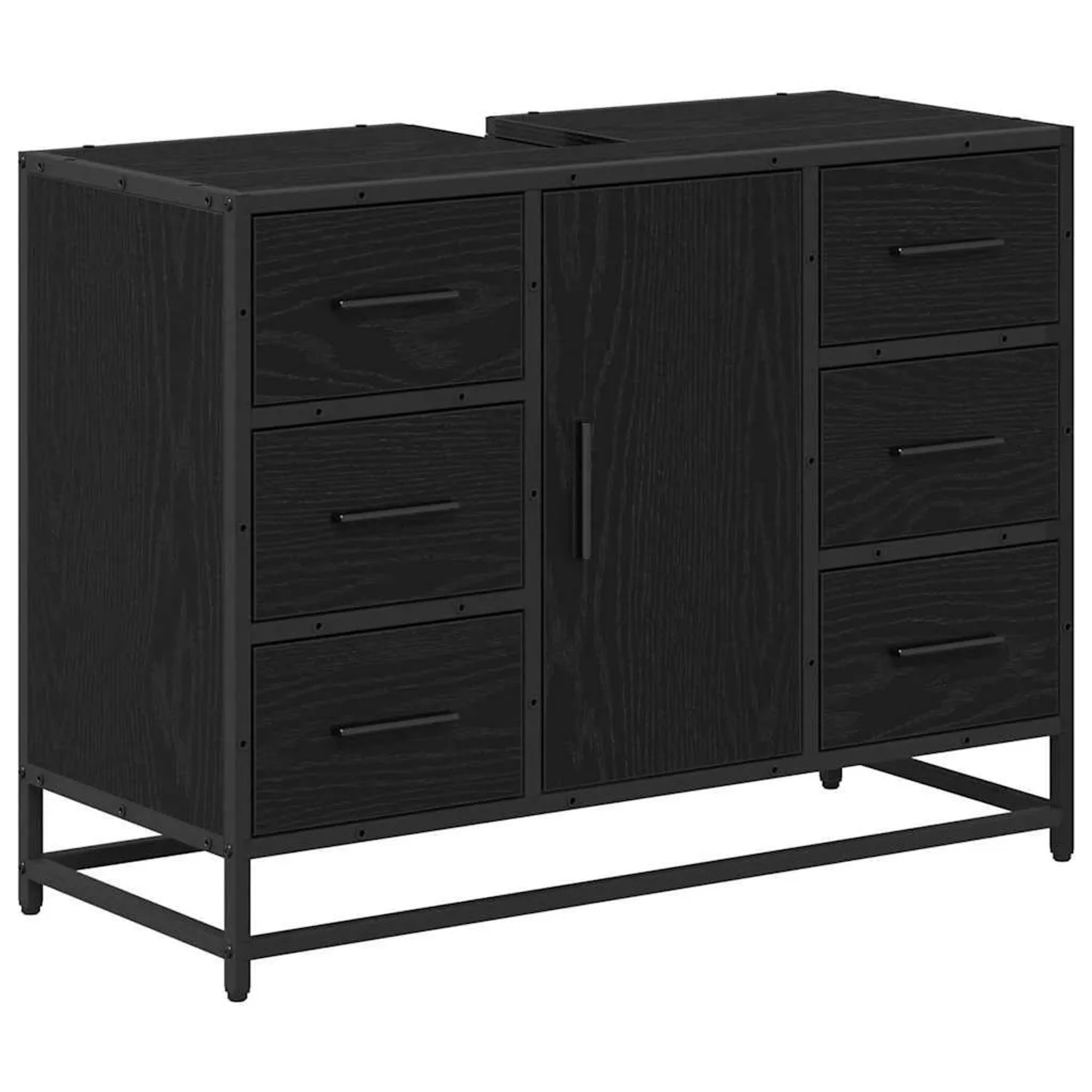 vidaXL Badezimmerschrank mit Tür Schwarz Eichen-Optik 80 x 33 x 60 cm 88363 günstig online kaufen