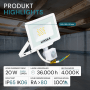 Weißer LUXULA LED Strahler mit Bewegungsmelder, 20W, 4000K, IP65 Außenstrahler.