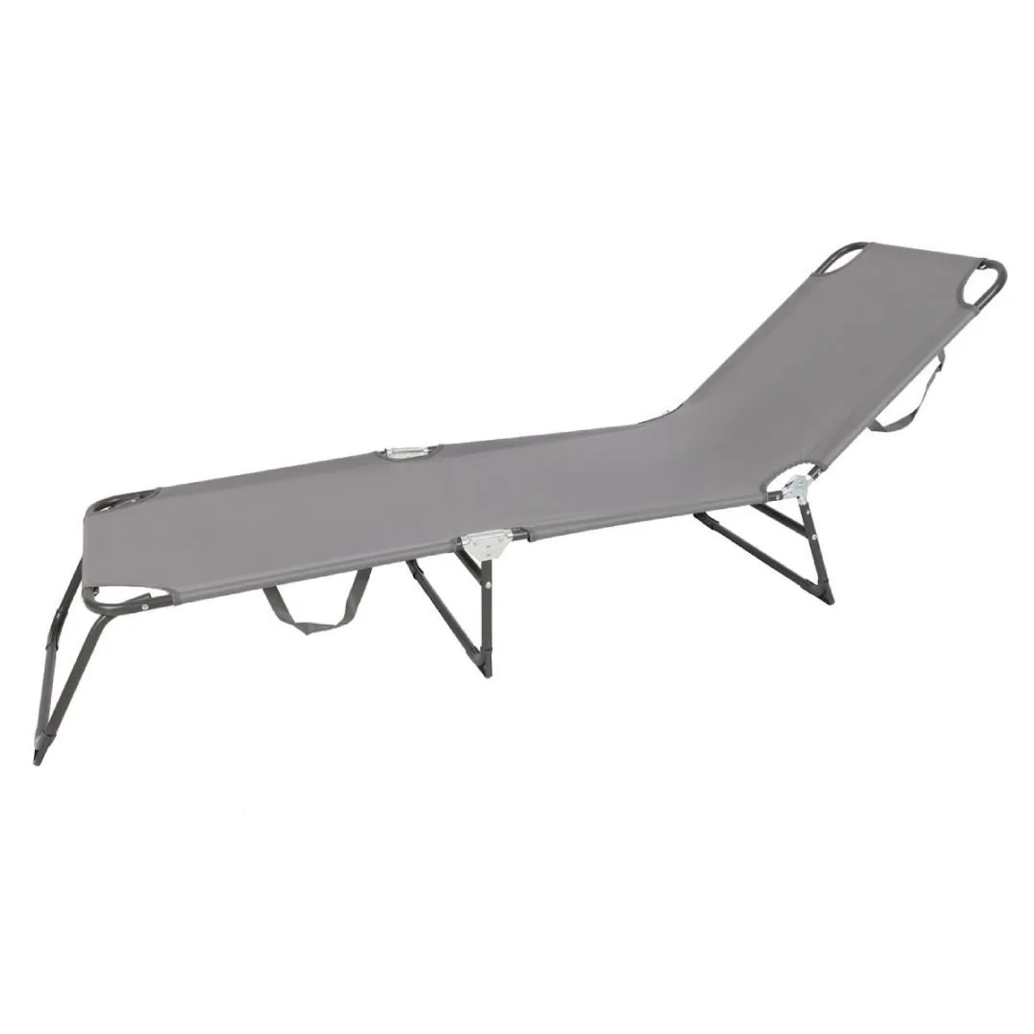 Graue 3-Bein Gartenliege, Sonnenliege, Strandliege, Liegestuhl, klappbar, 188 cm lang.