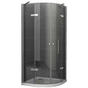 Eck-Duschkabine Viertelkreis Klarglas, 80x80 cm, mit hochglanz Aluminiumprofilen.