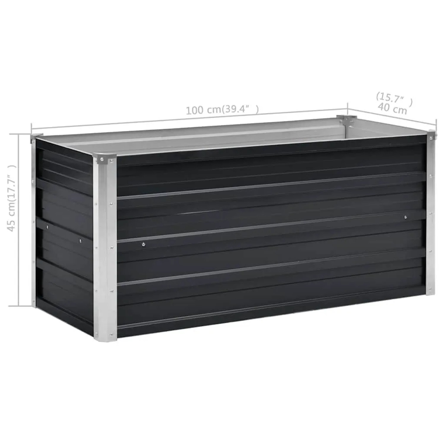 vidaXL Garten-Hochbeet Anthrazit 100 x 40 x 45 cm Verzinkter Stahl 45733_8