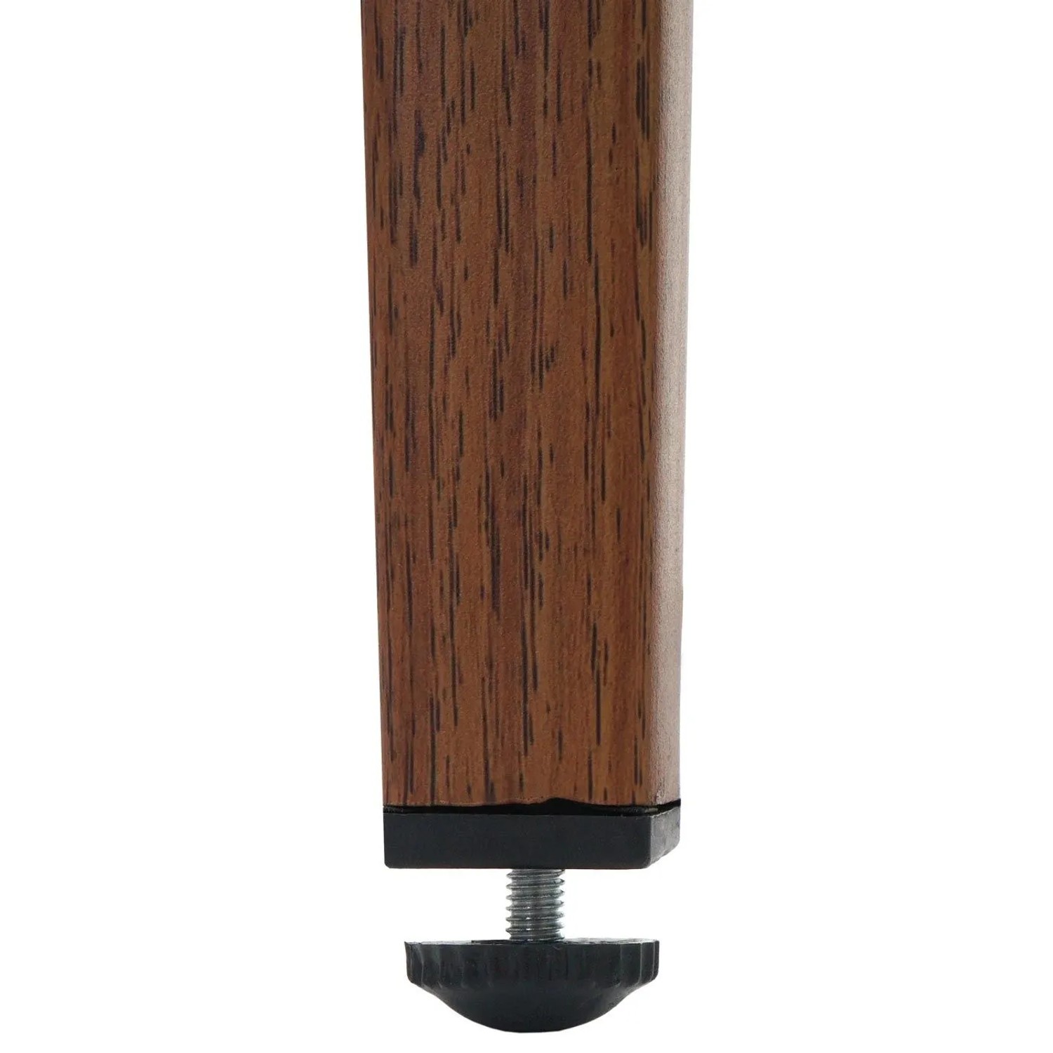 Verstellbarer Fußbodenschoner am Barhocker-Bein in Holz-Optik für stabilen Stand.