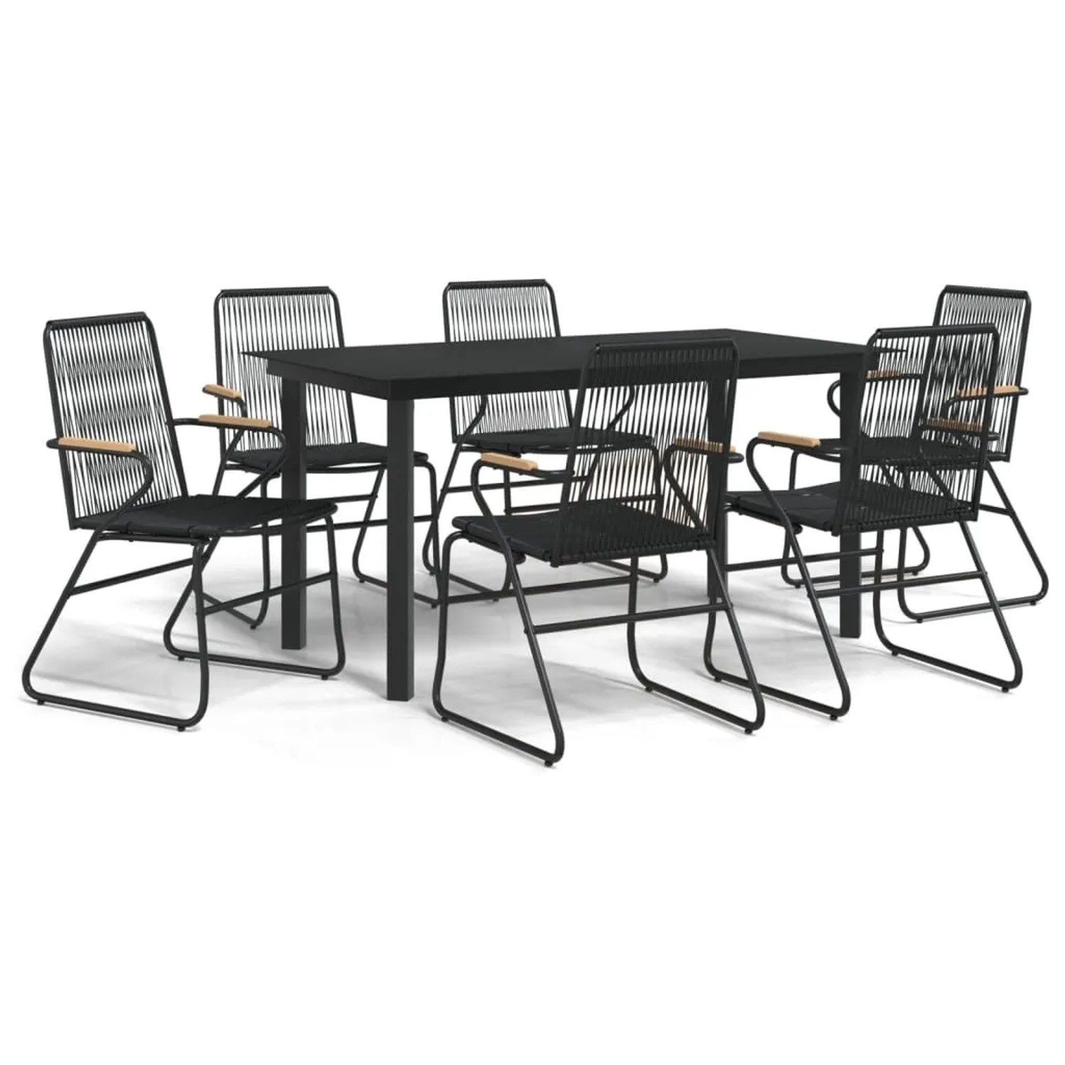 vidaXL 7-Tlg Garten-Essgruppe Schwarz PVC-Rattan 3060276