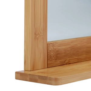 Relaxdays Wandspiegel Bambus Natur mit Ablage 68 cm x 56 cm x 9,5 cm