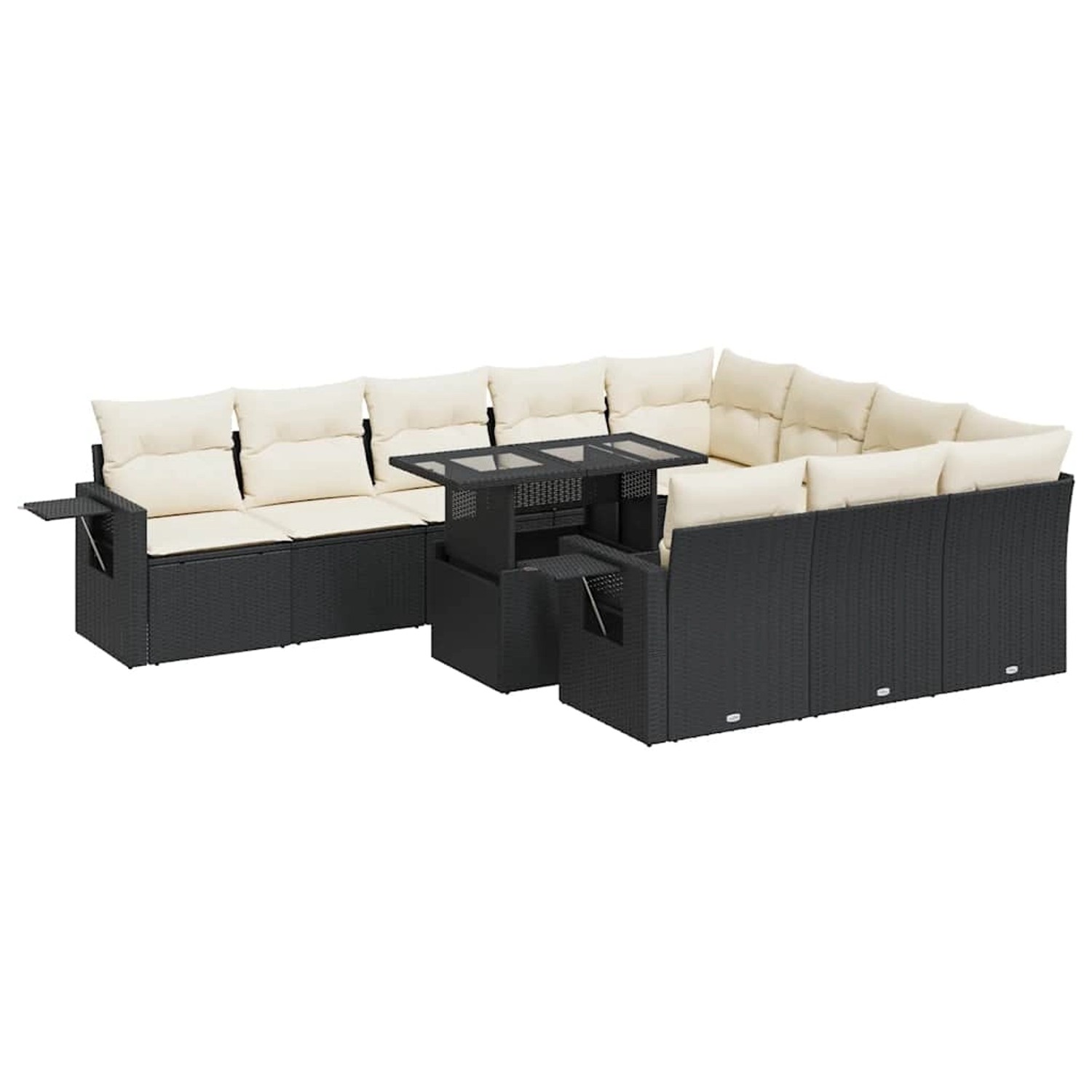 vidaXL 11-Tlg Garten-Sofagarnitur mit Kissen Schwarz Poly Rattan 3326547 günstig online kaufen