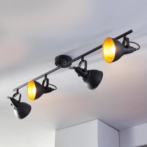 Schwarzer Lindby Strahler Julin, 4-flammig, aus Metall für Wohnzimmer. Moderner Decken Spot.