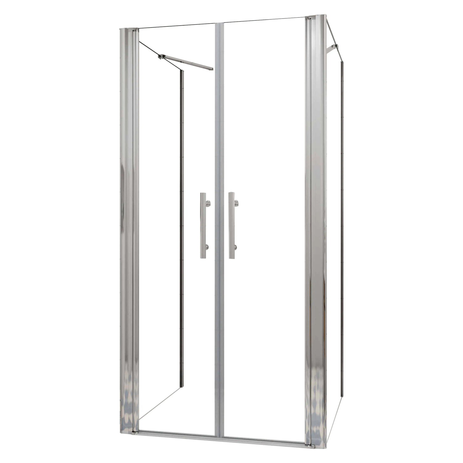 AICA U-Duschkabine Doppeltür 75x195cm Drehtür Duschtür 6mm Nano Glas mit 90x90x195cm Seitenwand