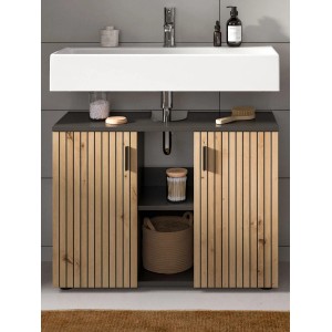 Inn.Furn Waschbeckenunterschrank in Eiche und Grau 80 cm Livia