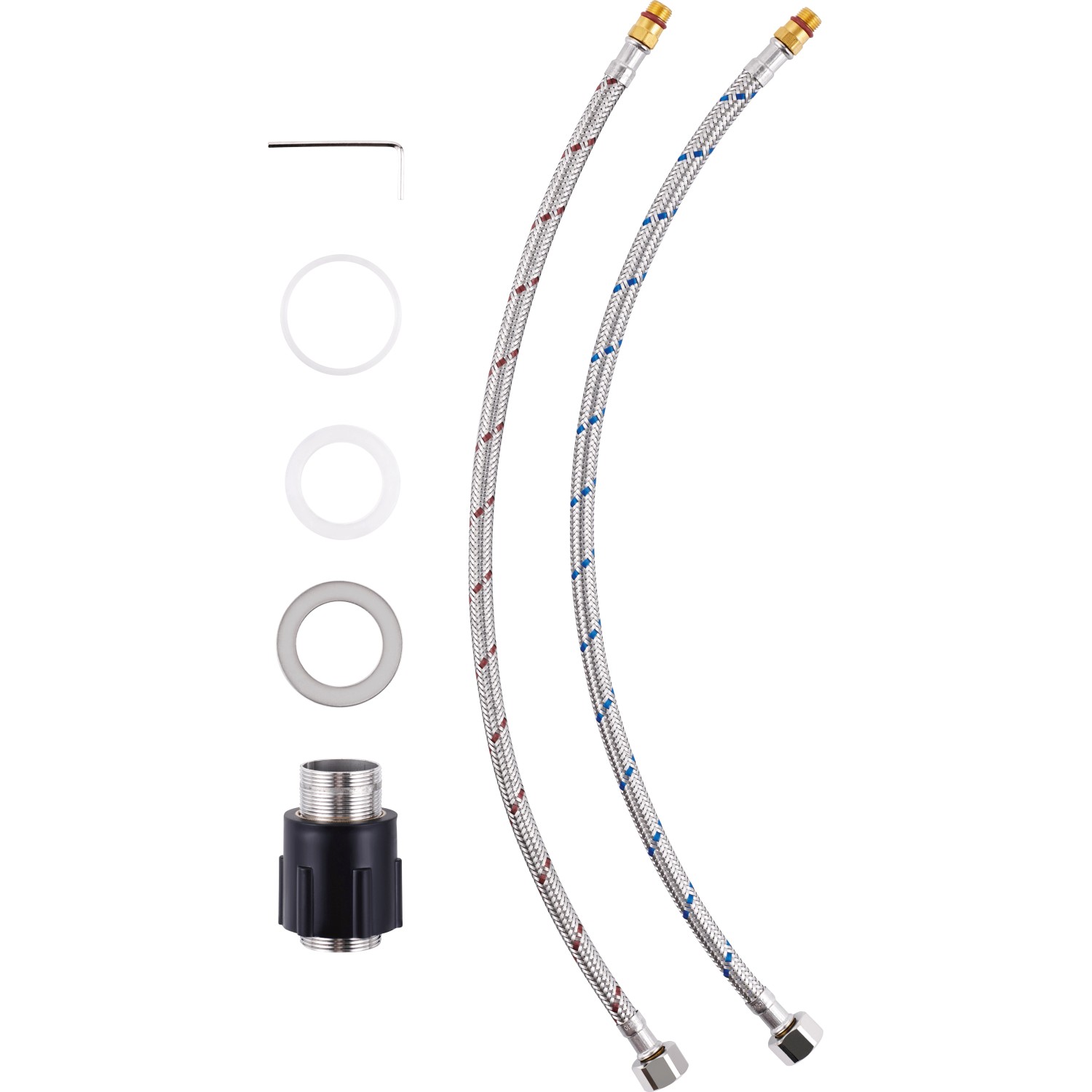 Zubehör für baliv Küchenarmatur KI-1820: Anschlussschläuche, Dichtungen und Montagematerial.