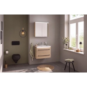 Fackelmann Badmöbel Spiegelschrank B.Round 70 cm Sandeiche