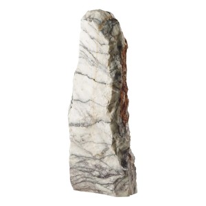 Weißer Marmor-Monolith mit Adern, Höhe 60-90 cm, für die Gartengestaltung.
