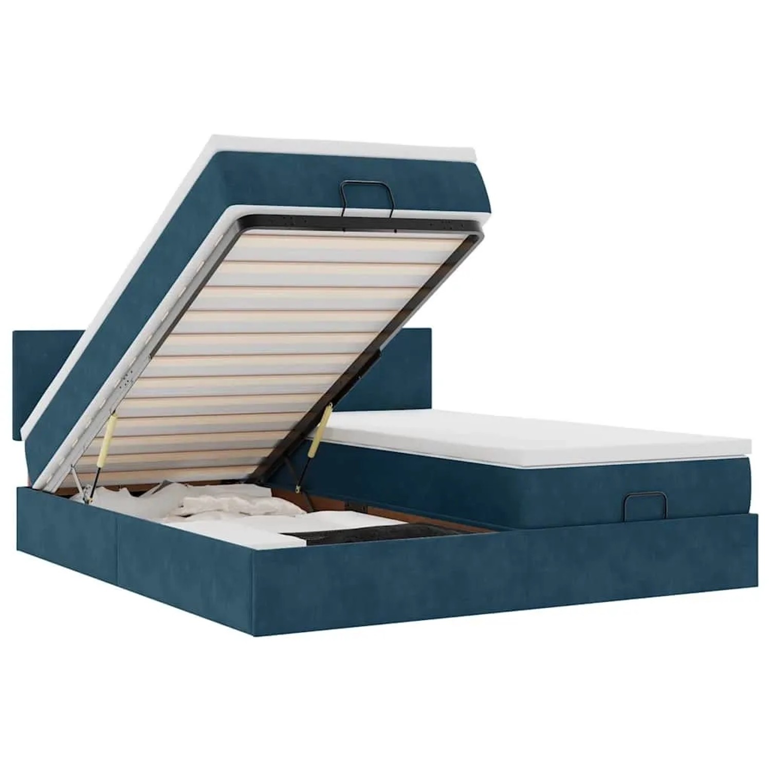 vidaXL Ottoman-Bett mit Matratzen & LED Dunkelblau 200x200 cm Samt 3312915