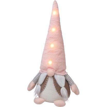 OBI Weihnachtswichtel LED Deko Rosa Stoff 55 cm Beleuchtet