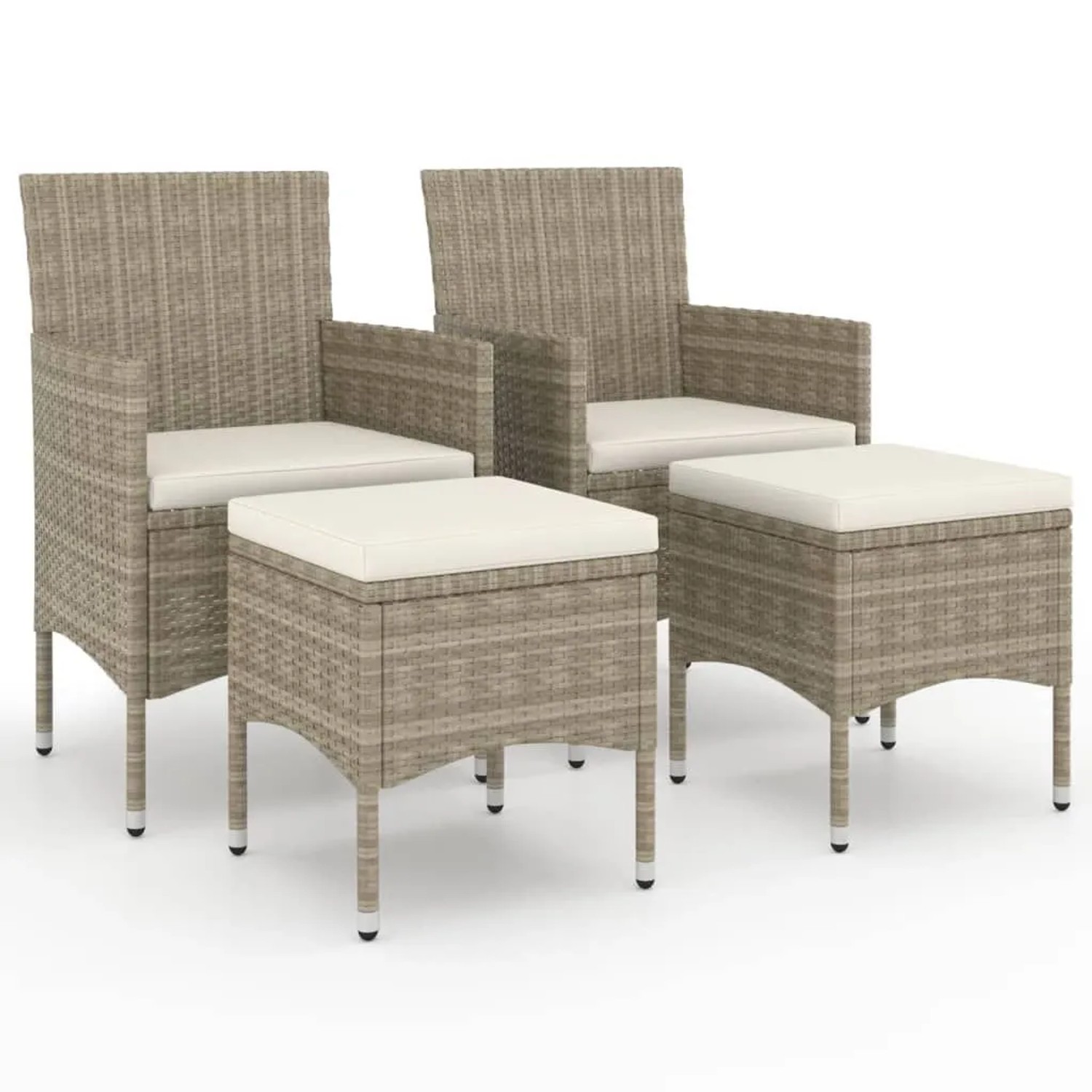 Furnicato 4-tlg Gartenstuhl- Und Hocker-set Poly Rattan Beige Stuhl 53x58x84 Cm Hocker 415x415x425 Cm