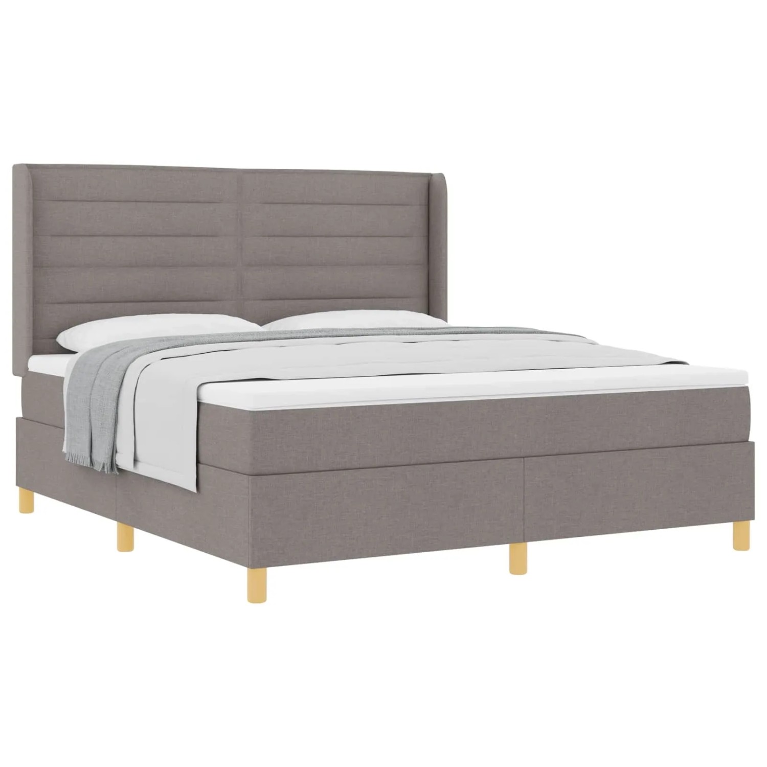 vidaXL Boxspringbett mit Matratze Taupe 180 x 200 cm Stoff 3341788