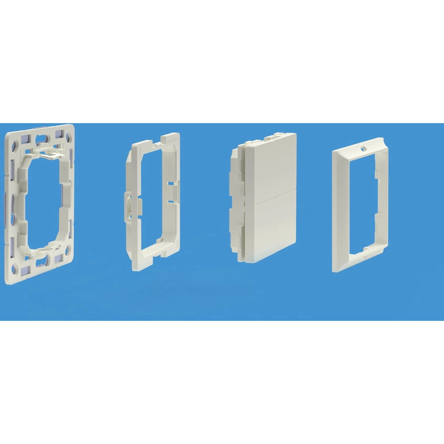 Shelly Vierfachschalter BLU Wall Switch 4, Stand Alone, Weiß, Hausautomation. Einzelteile im Überblick.