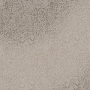 Beige Vliestapete mit floralem Muster „Marigold Fibrous“ von William Morris at Home, 10 m x 52 cm.