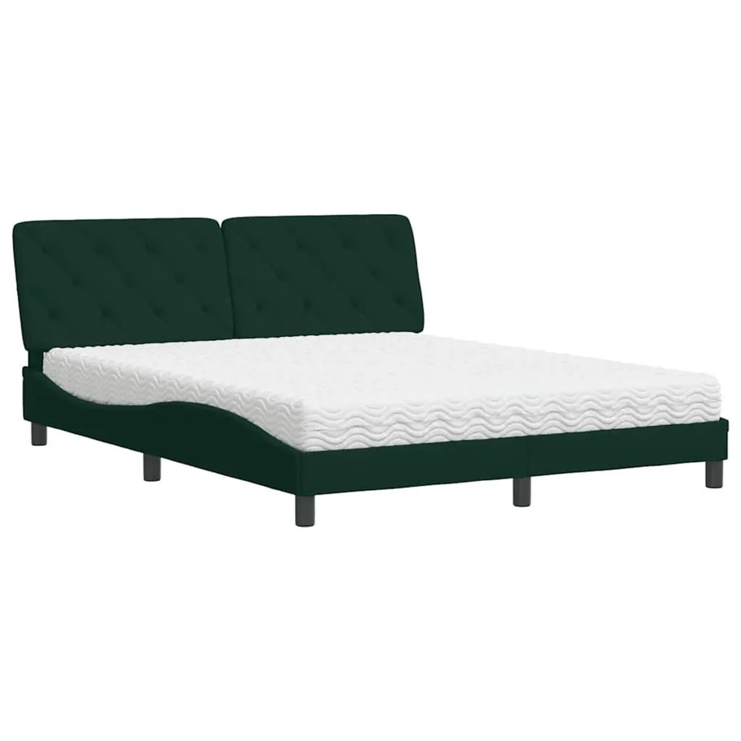 vidaXL Bett mit Matratze Dunkelgrün 160x200 cm Samt 3208667