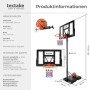 Tectake Basketballkorb Dirk Outdoor, freistehend, mit Ball, Pumpe und Maßen.