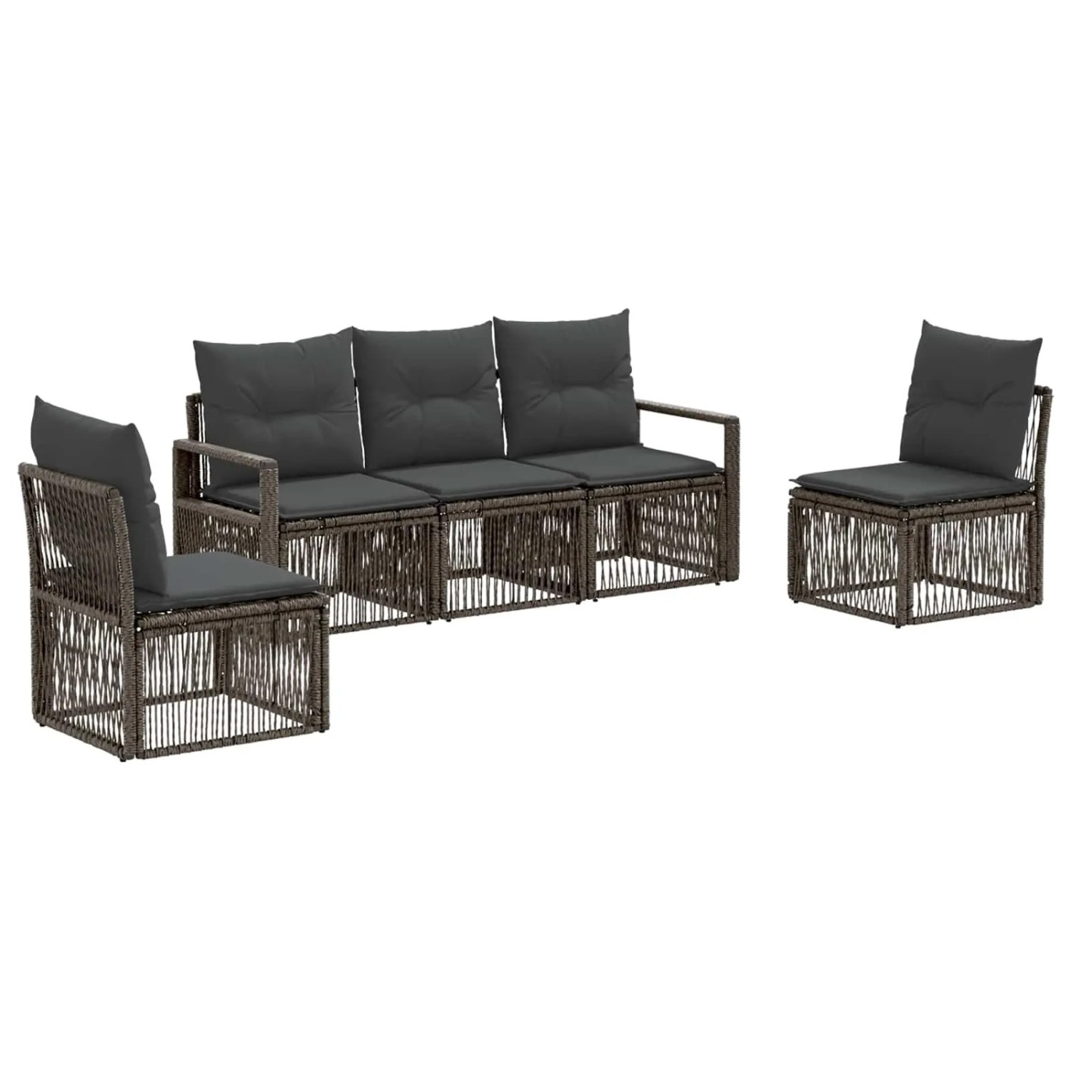 vidaXL Gartensofa-Set 5-Tlg Grau Poly-Rattan 3435668