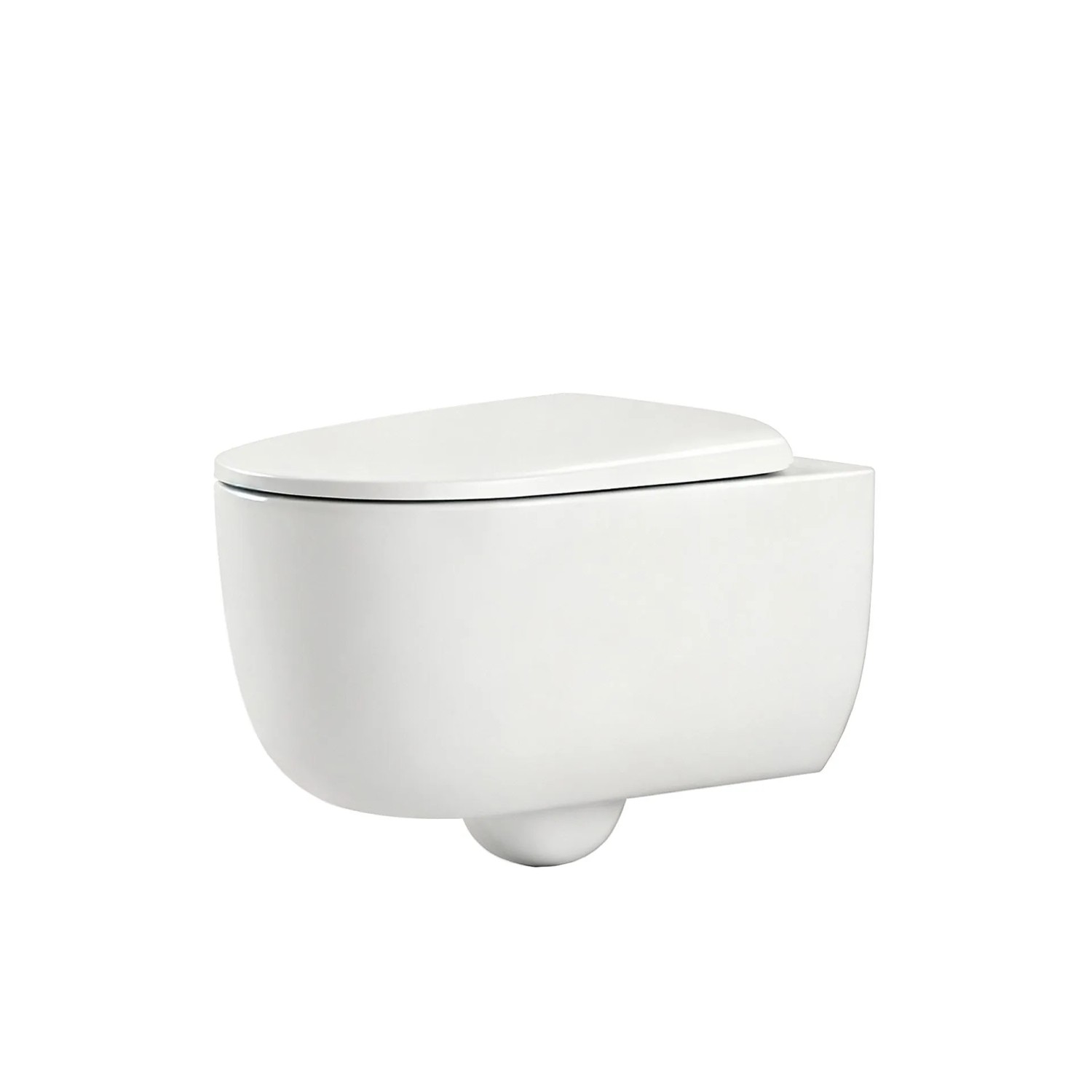 Emke Spülrandloses Wand-WC Set Tiefspül-WC aus Keramik mit Soft-Close Deckel Glänzend Weiß