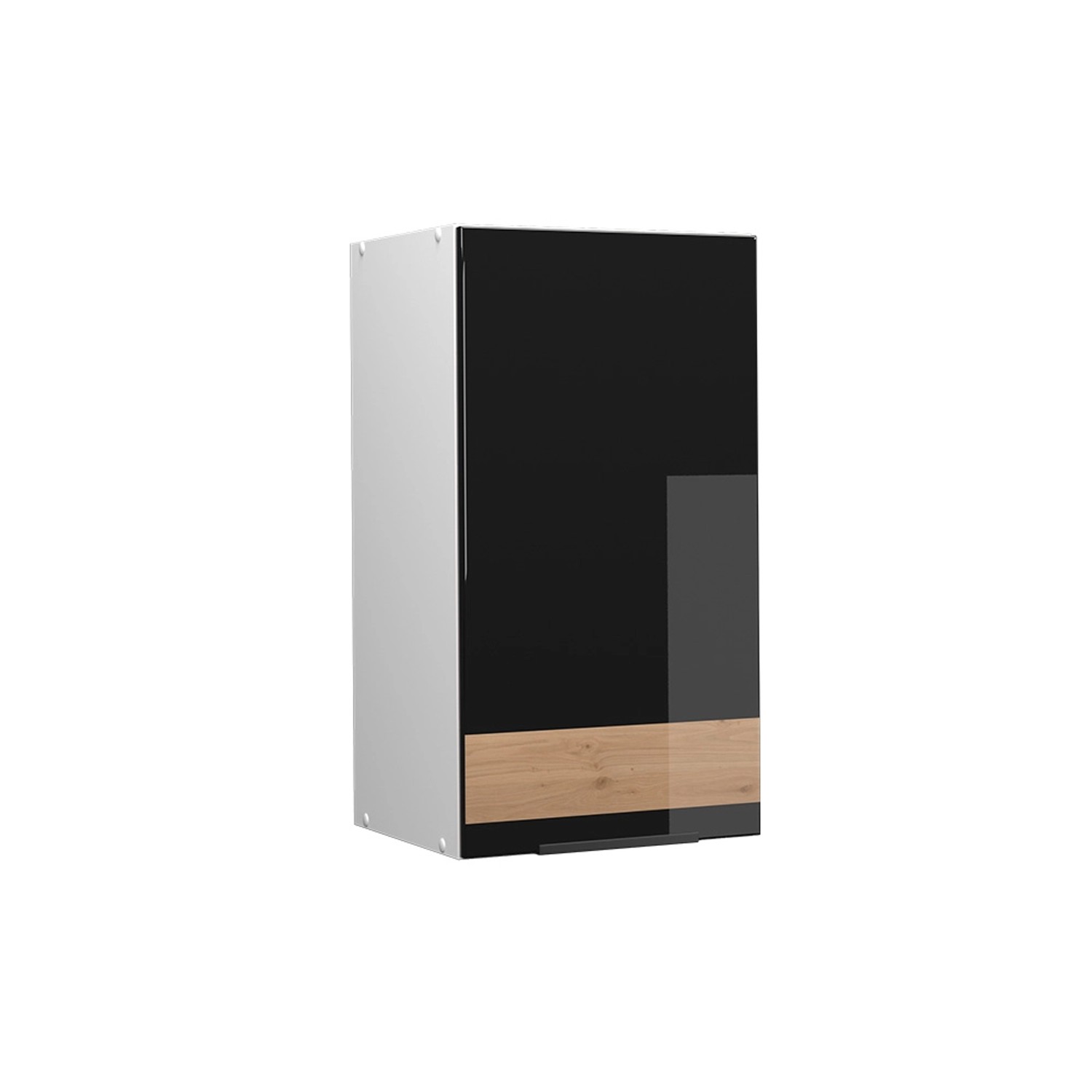 Vicco Badschrank Fame-Line Schwarz-Eiche Hochglanz/Weiß 40 x 72 cm