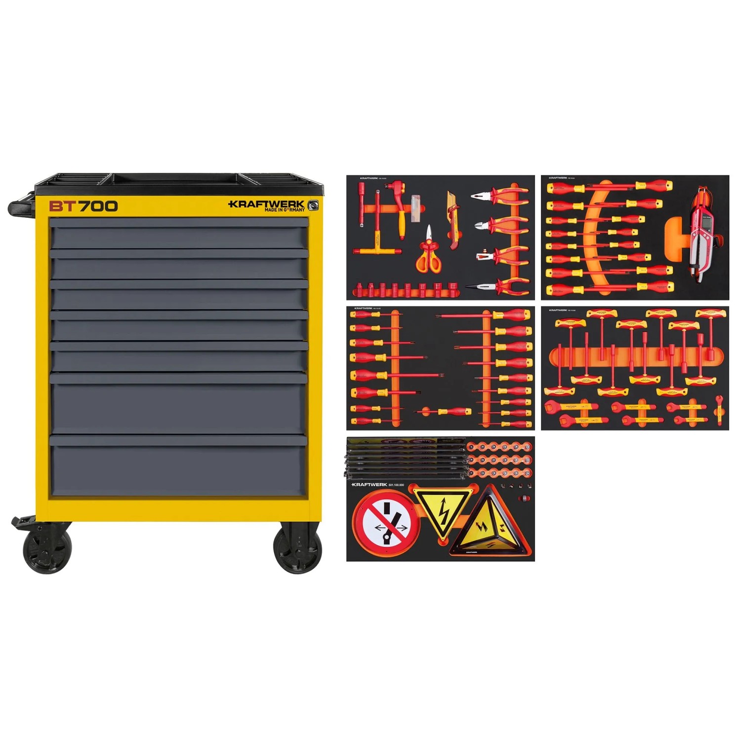 Kraftwerk Werkstattwagen BT700 116-tlg. Gelb-Grau 100 cm