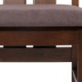 Detailansicht: MCW Esszimmerstuhl M58, 6er-Set, dunkles Holzgestell, taupefarbener Sitz.