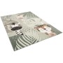 Grüner Kinderteppich 120x170cm mit Safari-Motiv (Zebra, Giraffe, Tiger) für Kinderzimmer.