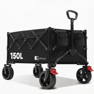 Schwarzer, faltbarer Sunula Bollerwagen mit 120 kg Tragkraft für Camping & Freizeit.