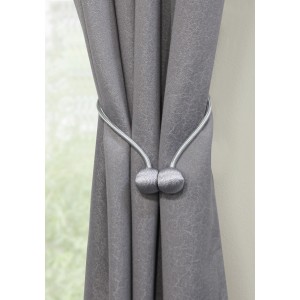 Gardinia Raffhalter Flex-S Silber mit Magnet an grauer Gardine, 2 Stück