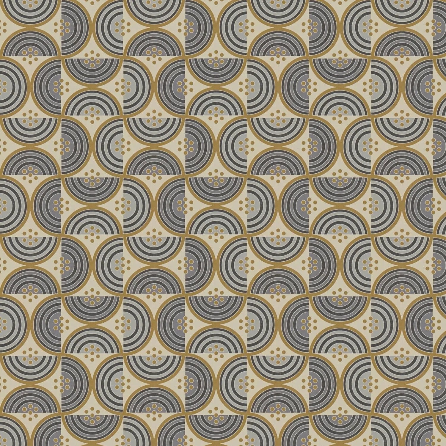 PROFHOME 390613-GU Retro Tapete Geometrisch Matt Oliv Gelb Grau Beige 0,53 m x 10,05 m 5,33 m2