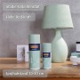 belton Buntlack Perfect Jade Green seidenmatt, 2 Sprays vor Lampe. Design-Lackspray für innen und außen.