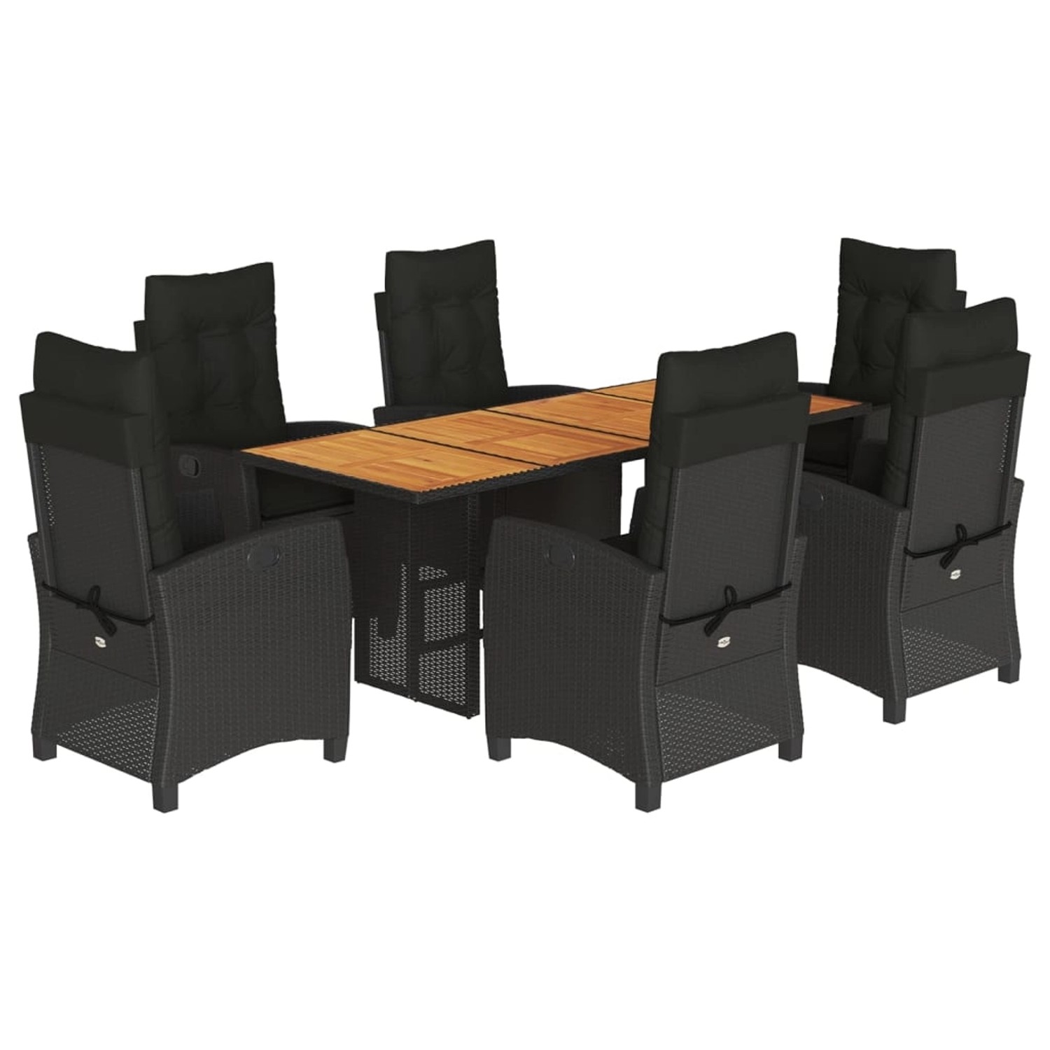 vidaXL 7-Tlg Garten-Essgruppe mit Kissen Schwarz Poly Rattan 3212707 günstig online kaufen