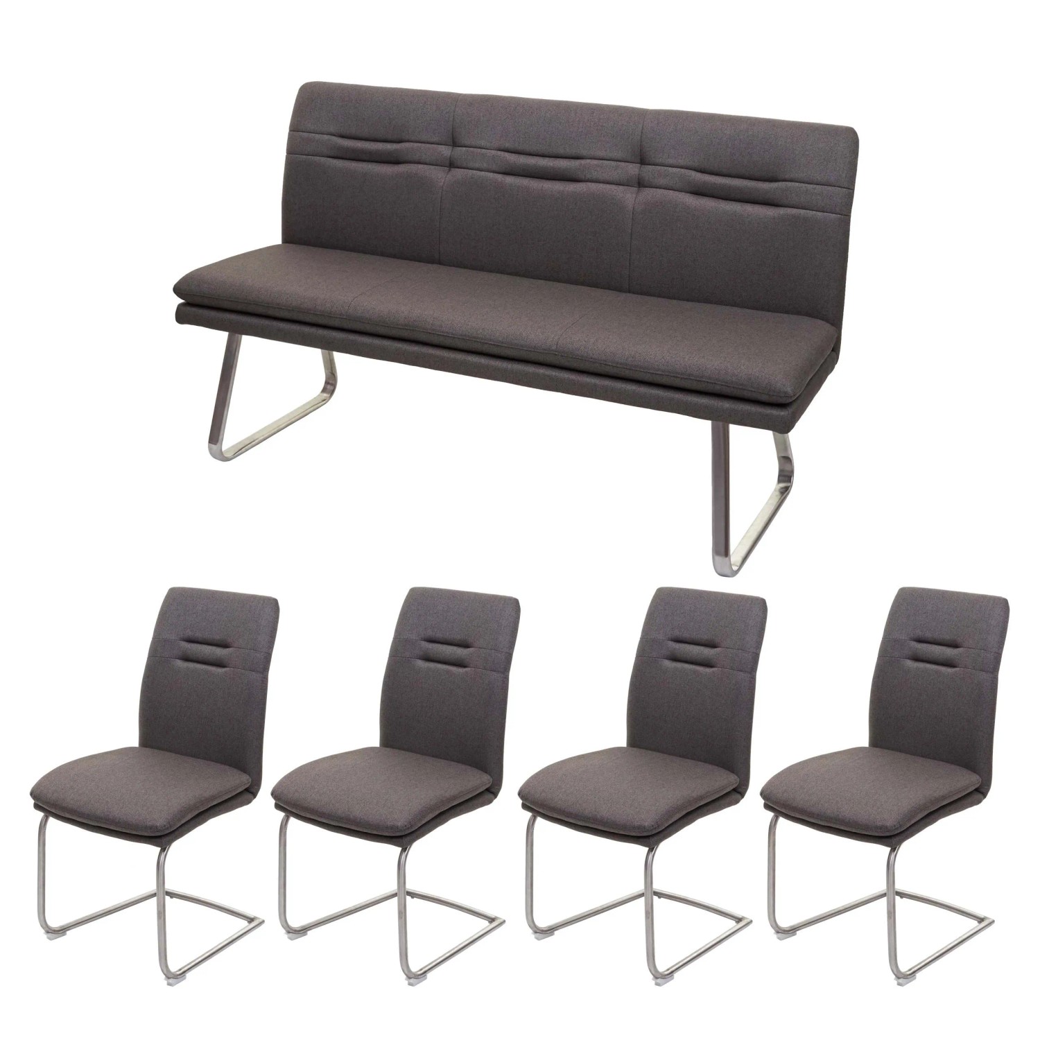MCW Esszimmer-Set H70 Esszimmergruppe Grau-Braun 160cm
