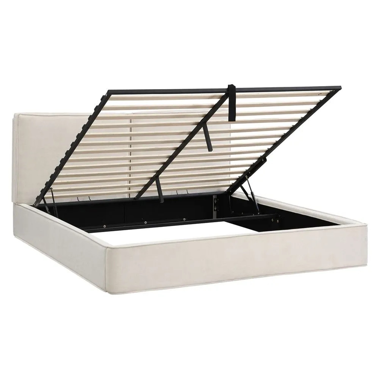 KOMHTOM Polsterbett Hydraulische 180x200Cm  Doppelbett Mit Kopfteil Und Lattenrost  Funktionales Bett  Beigefarbener Chenillebezug  Ohne Matratze