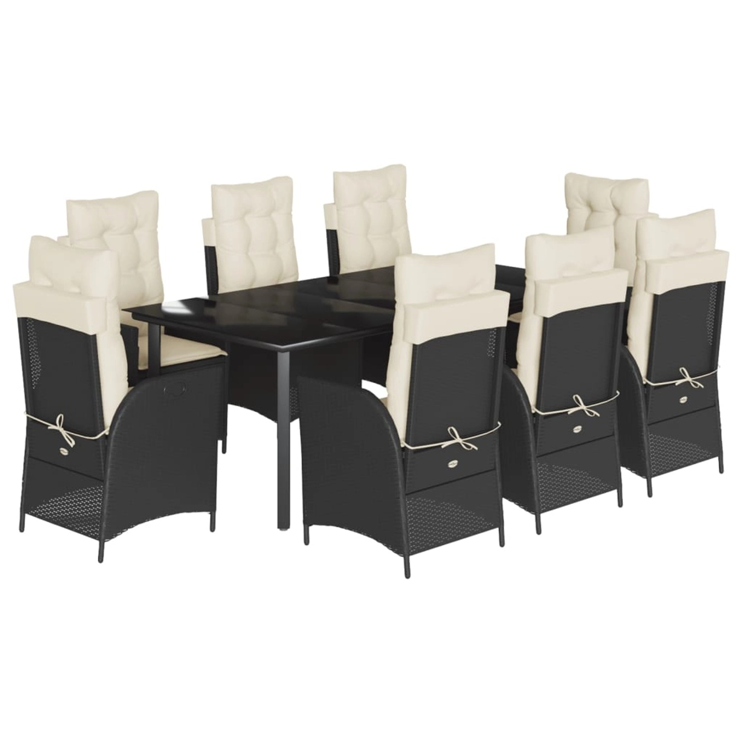 vidaXL 9-Tlg Garten-Essgruppe mit Kissen Schwarz Poly Rattan 3213173 günstig online kaufen