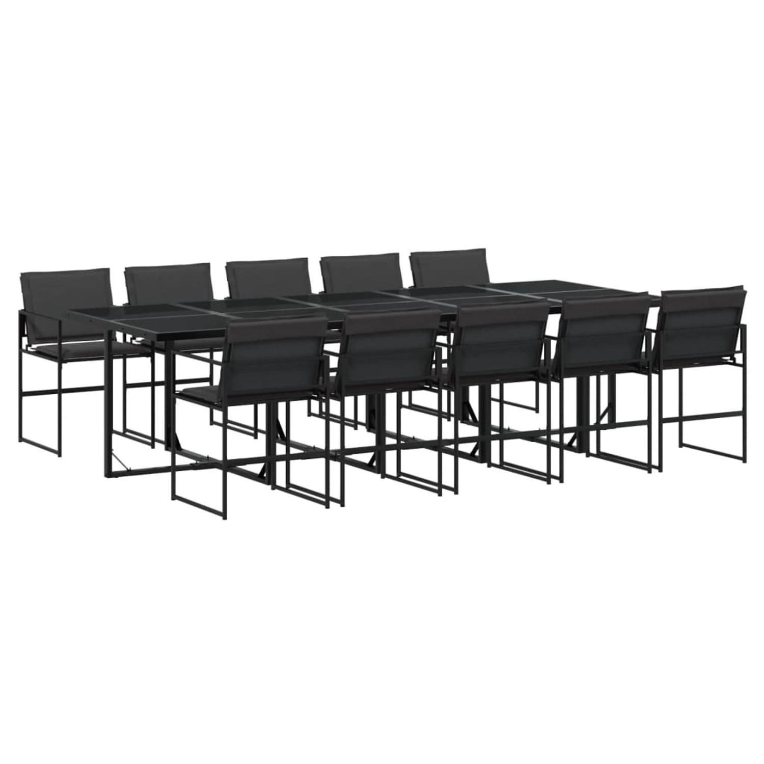 vidaXL 11-Tlg Garten-Essgruppe mit Kissen Schwarz Textilene 3295076 günstig online kaufen