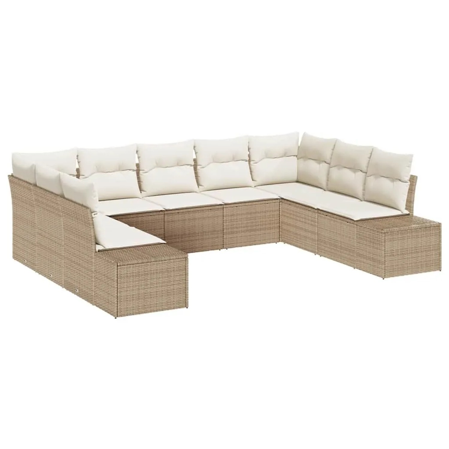 vidaXL Gartensofa-set mit Kissen 9-Tlg Beige und Creme Poly-Rattan 3355890 günstig online kaufen
