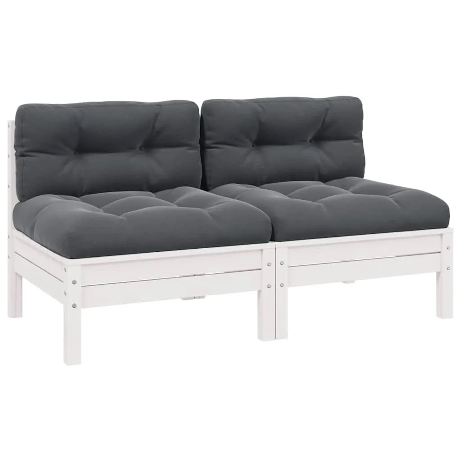 vidaXL 2-Sitzer-Gartensofa mit Kissen Weiß Massivholz Kiefer 806653