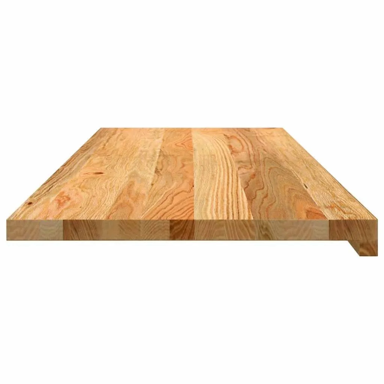 Hellbraune Massivholz Eichen-Fensterbank, fein geschliffen, mit deutlicher Holzmaserung. Maße: 110x40x2 cm.