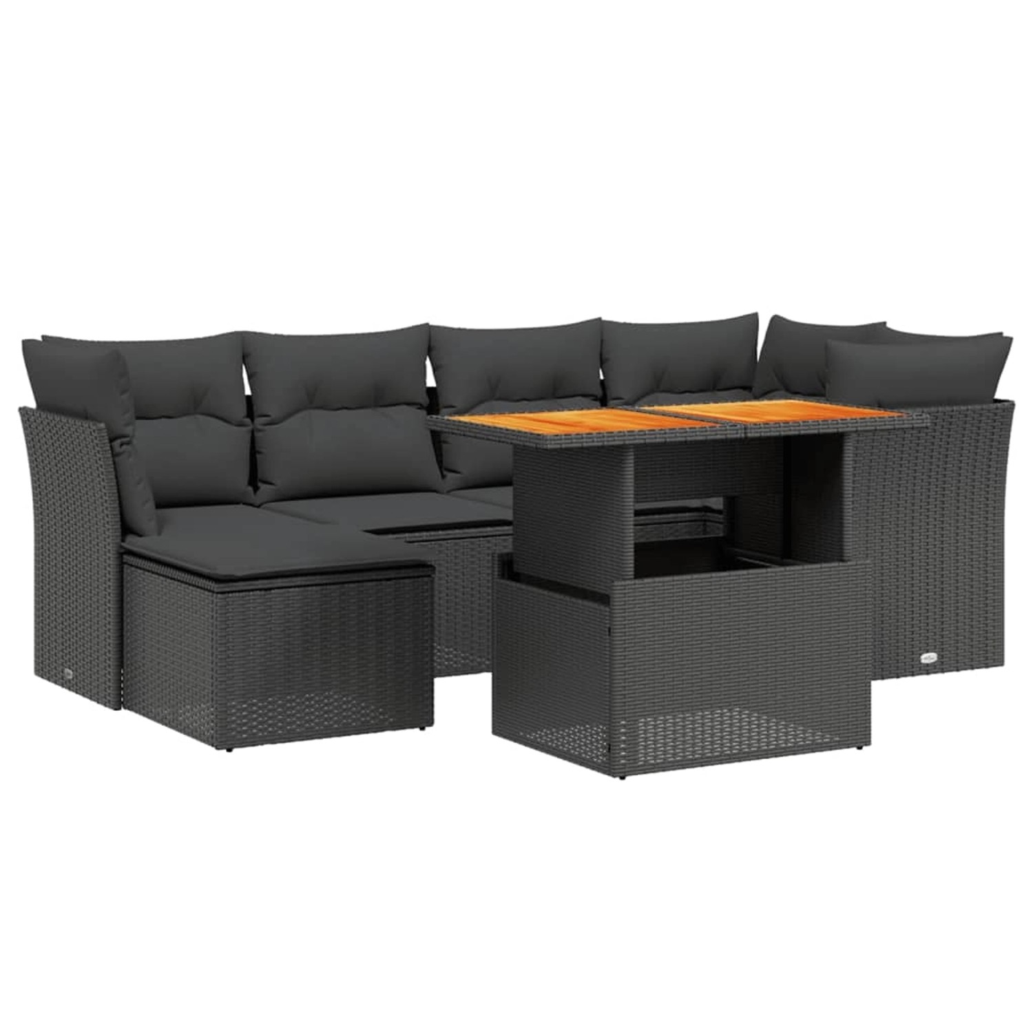 vidaXL 7-Tlg Garten-Sofagarnitur mit Kissen Schwarz Poly Rattan 3270936 günstig online kaufen