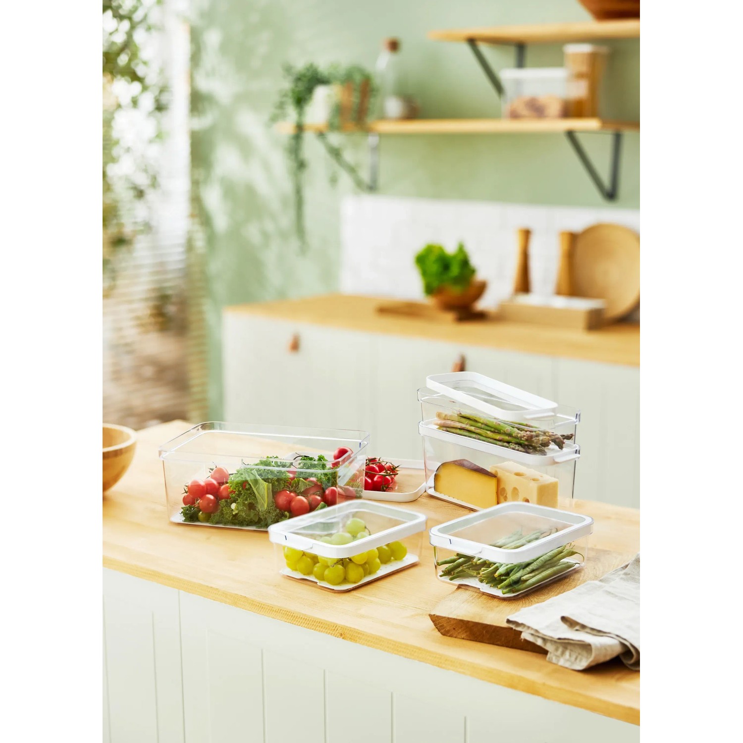 Rotho Cauma Kühlschrank-Organizer Set, 5-teilig, transparent. Küchenordnung mit Frischhaltedosen.