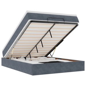 vidaXL Ottoman-Bett mit Matratze Dunkelgrau 140x200 cm Samt 3311190