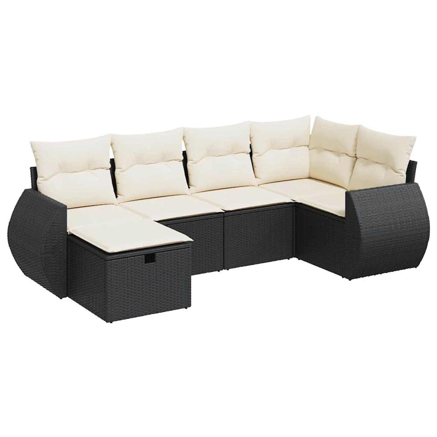 vidaXL 6-Tlg Garten-Sofagarnitur mit Kissen Schwarz Poly Rattan 3325582 günstig online kaufen